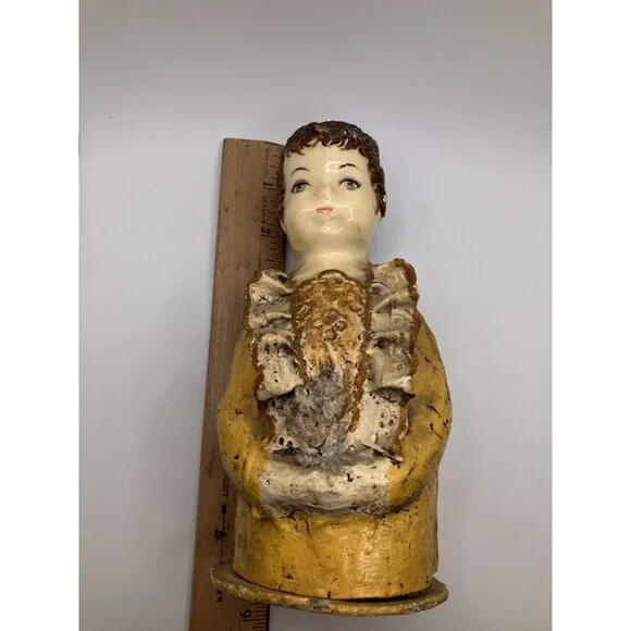 Mid Century Pin Cushion Antique Head Folk Art Paper Mache  Sergios Mexico - READ - Picture 7 of 7